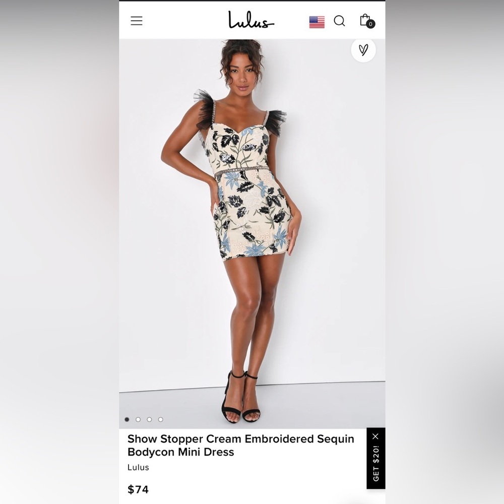 Lulus Show Stopper Cream Embroidered Sequin Bodycon Mini Dress